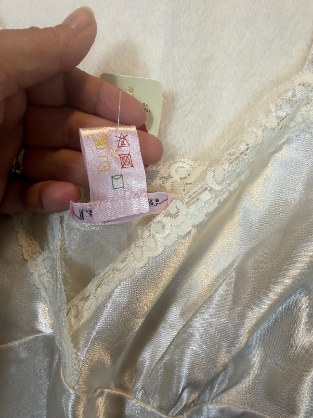La Vie En Rose Babydoll Lingerie Womens Size XL White Satin Coquette Sexy Slip D - Picture 5 of 8